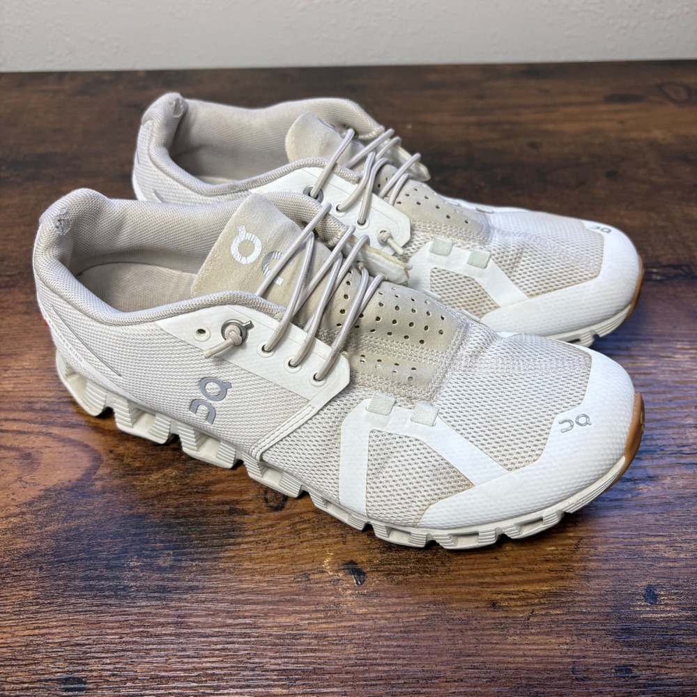On Cloud Women 7.5 Running Shoes White Sand Gum Sole 19.99521 Sneaker